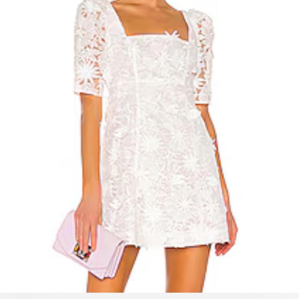 LPA Tersa Mini Dress with white floral appliqué.